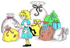 Alice in Wonderlnad gets the Christmas presnets ready for Santa Claus